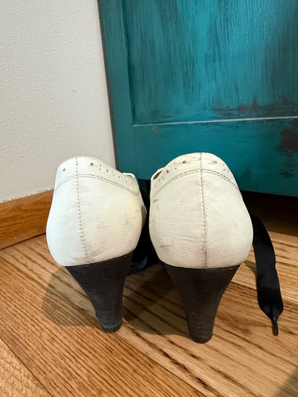chelsea crew Black and Cream Lace-Up Heels - Picture 3 of 4